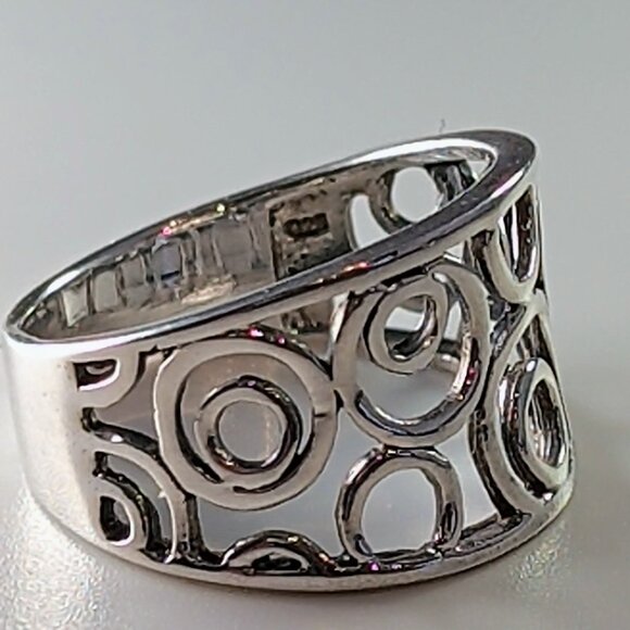 Sterling Silver Openwork Circle Design Band Ring Size 8.75 - Picture 1 of 10